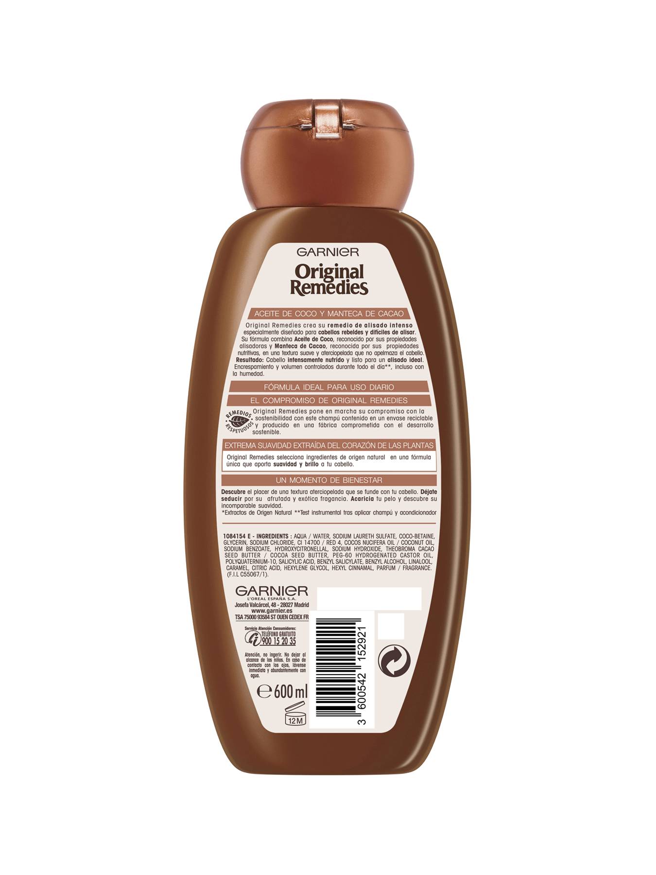 Garnier Champ  Original Remedies Aceite Coco Tama o Familiar 000 3600542152921 Back