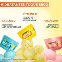 Cremas faciales efecto mate hidratantes Toque Seco de Garnier con acido salicilico anti imperfecciones, con vitamina C para sacar manchas cafes de la piel de la cara, y con colageno antiarrugas para evitar el envejecimiento